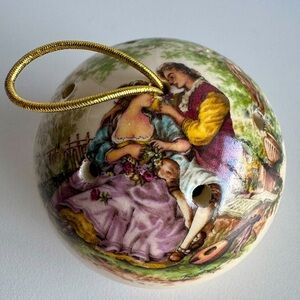 Vintage Victorian Romantic Scenery Ceramic Pomander Made In England